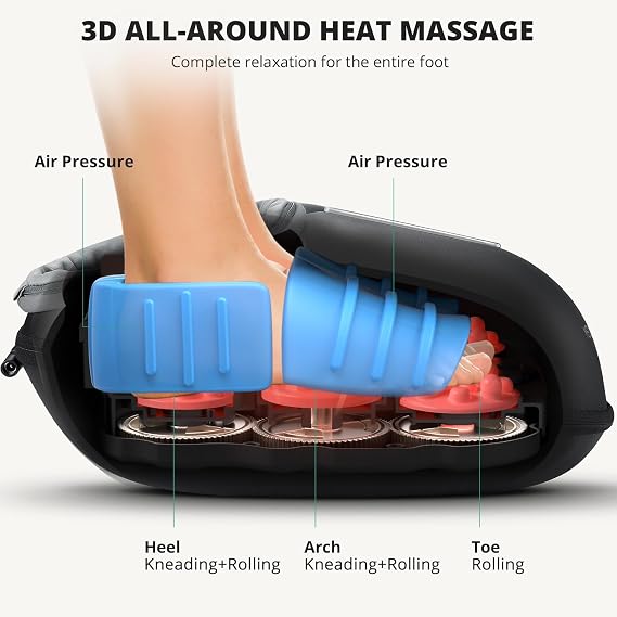 Medcursor Foot Massager with Heat Shiatsu Deep Kneading Foot Massage Machine for Tired Feet, Plantar Fascia Relief, and Muscle Relaxation with Multi-Level Settings