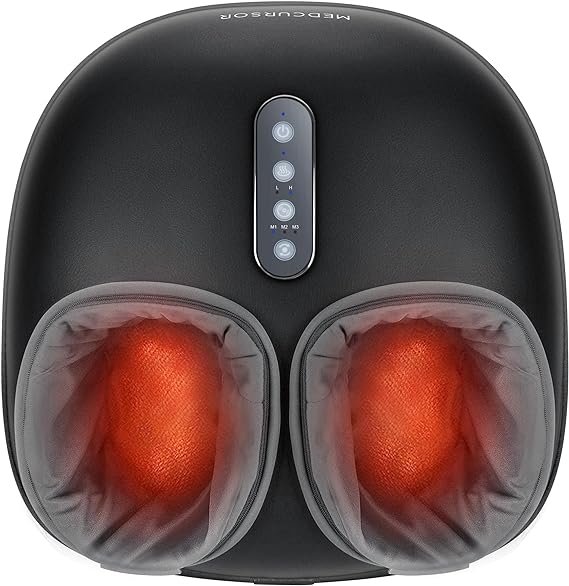 Medcursor Foot Massager with Heat Shiatsu Deep Kneading Foot Massage Machine for Tired Feet, Plantar Fascia Relief, and Muscle Relaxation with Multi-Level Settings