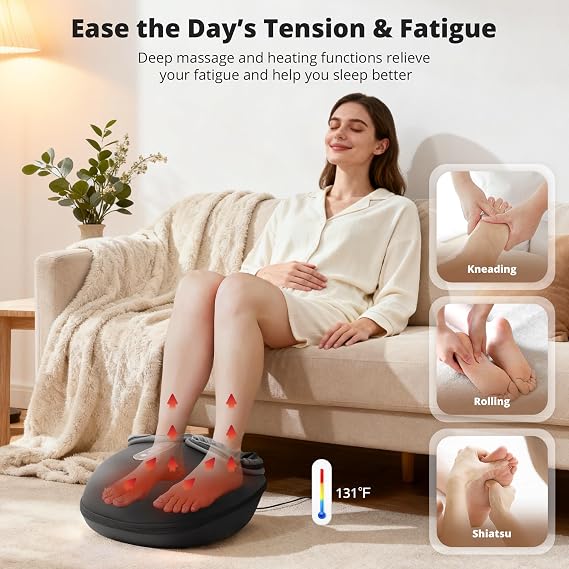 Medcursor Foot Massager with Heat Shiatsu Deep Kneading Foot Massage Machine for Tired Feet, Plantar Fascia Relief, and Muscle Relaxation with Multi-Level Settings