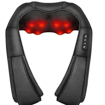Neck and Shoulder Massager with Heat Therapy for Pain Relief, 4D Deep Tissue Kneading Massage Pillow, 3 Adjustable Intensity Speeds, Soothing Warmth for Muscle Relaxation, Back Massage, Black, Corded Electric