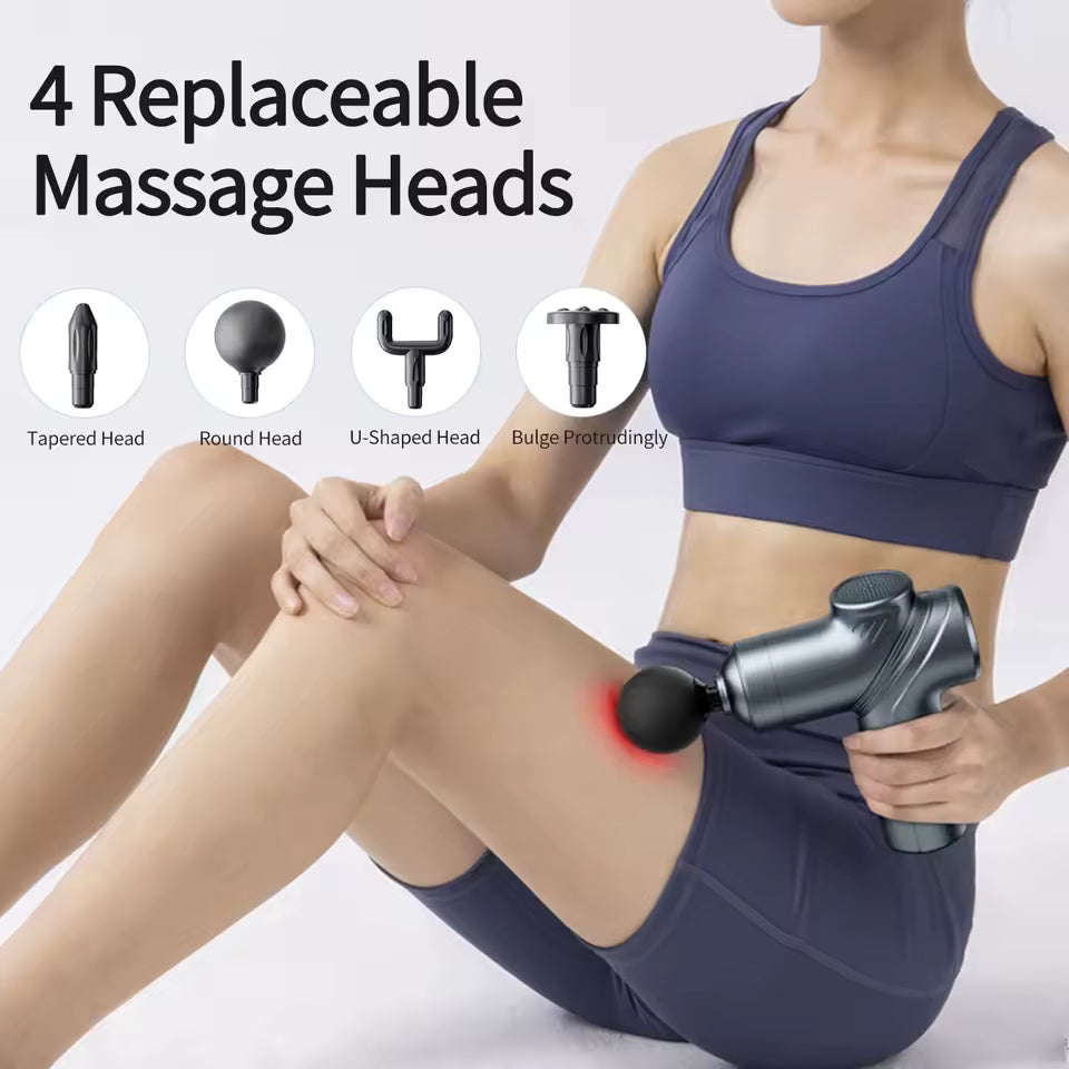 Leercon Massage Gun, Deep Tissue Percussion Massager for Athletes, Muscle Massage Gun for Back, Legs & Body, 4 Interchangeable Massage Heads, Quiet Brushless Motor, Portable Massage Gun for Men & Women