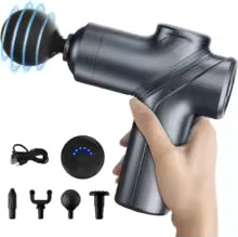 Leercon Massage Gun, Deep Tissue Percussion Massager for Athletes, Muscle Massage Gun for Back, Legs & Body, 4 Interchangeable Massage Heads, Quiet Brushless Motor, Portable Massage Gun for Men & Women