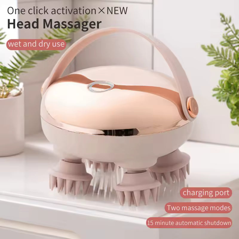 Rechargeable Waterproof Head & Scalp Massager Relaxing Handheld Massage Tool