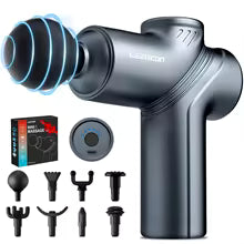 Leercon Massage Gun, Deep Tissue Percussion Massager for Athletes, Muscle Massage Gun for Back, Legs & Body, 4 Interchangeable Massage Heads, Quiet Brushless Motor, Portable Massage Gun for Men & Women
