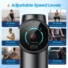 Fascia Massage Gun with LED Touch Screen, 6 Massage Heads, Deep Tissue Percussion Massager for Muscle Relaxation, Fitness Recovery, and Everyday Muscle Soreness