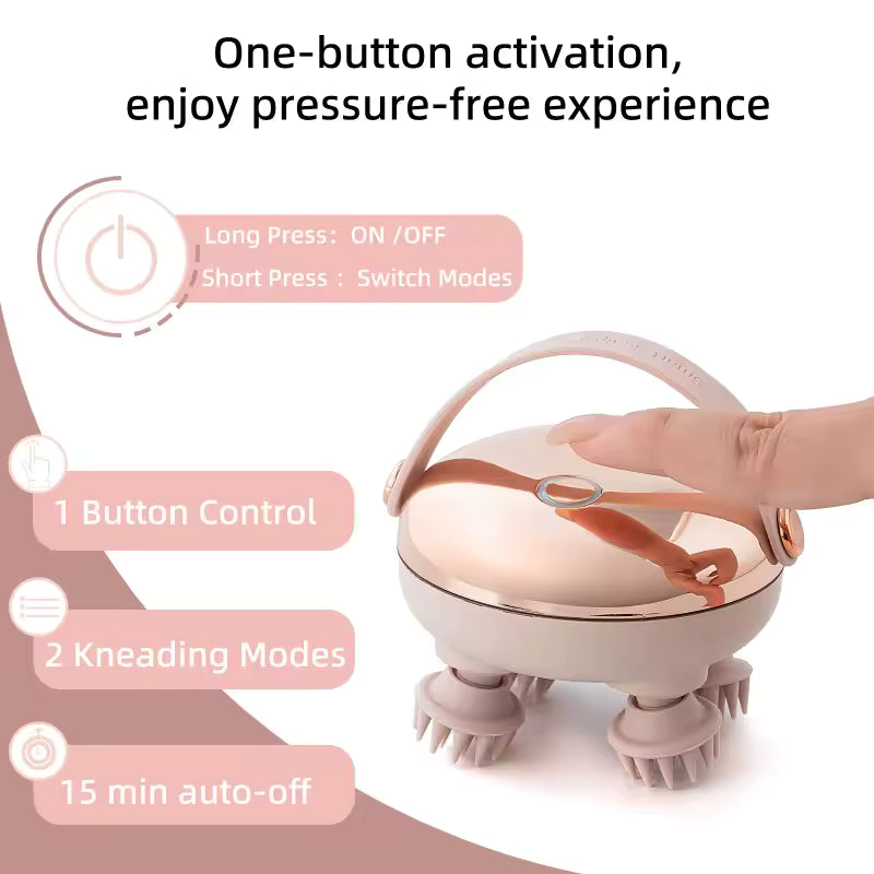 Rechargeable Waterproof Head & Scalp Massager Relaxing Handheld Massage Tool